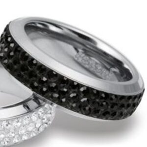 Stainless Steel Ring with black crystals *Adagio*