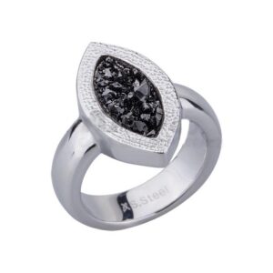 Stainless Steel Ring with black crystals *Oracle*