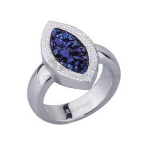 Stainless Steel Ring with blue crystals  *Oracle*