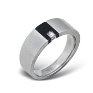 Anello  in acciaio chirurgico bicolore con 2 brillanti 1,0 ct (cod.RSDM23 BLACK)