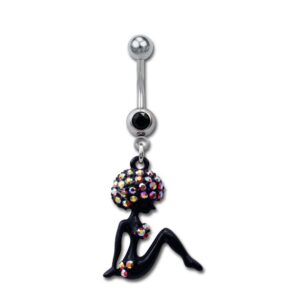 Stainless Steel Piercing Belly Bar African Girl (cod.TBPN JET)