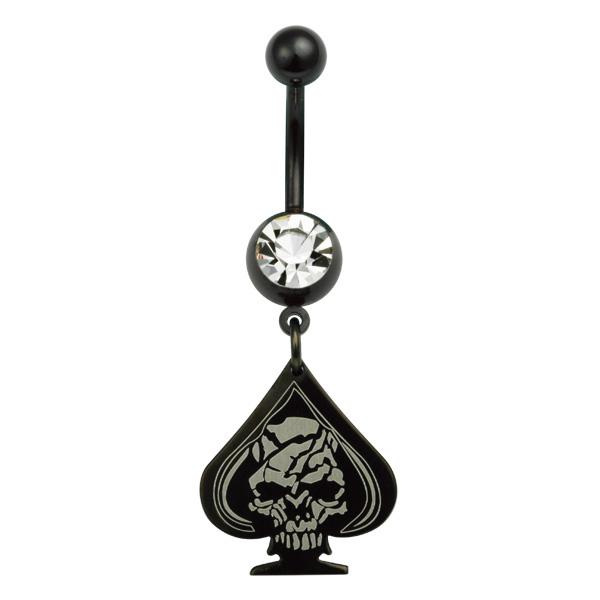 Stainless Steel Piercing Belly Bar black Skull (cod.JBLH112)
