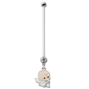Stainless Steel Piercing Belly Flexible Bar Pregnancy Baby (cod.PTPN02)