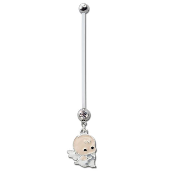 Stainless Steel Piercing Belly Flexible Bar Pregnancy Baby (cod.PTPN02)