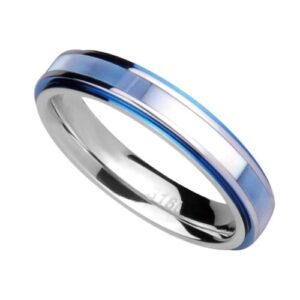 Stainless Steel aRing with nacre blue *Sense*