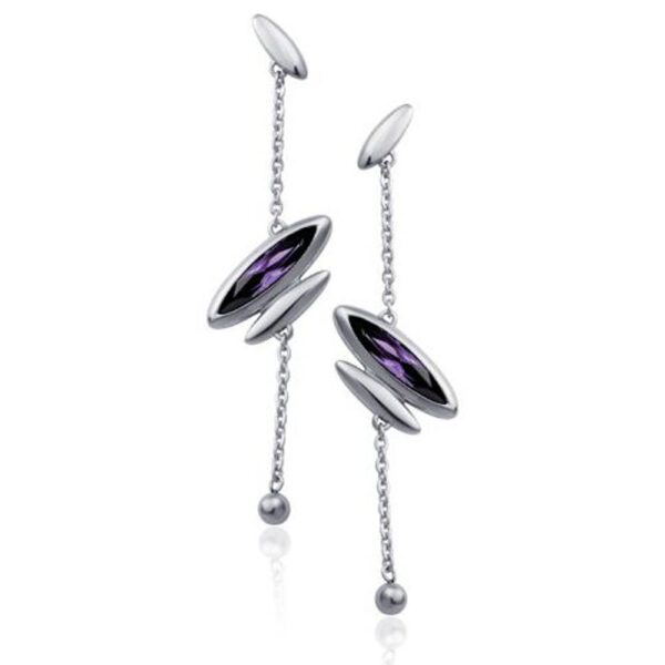 Stainless Steel Earrings with purple crystals *Femmina*